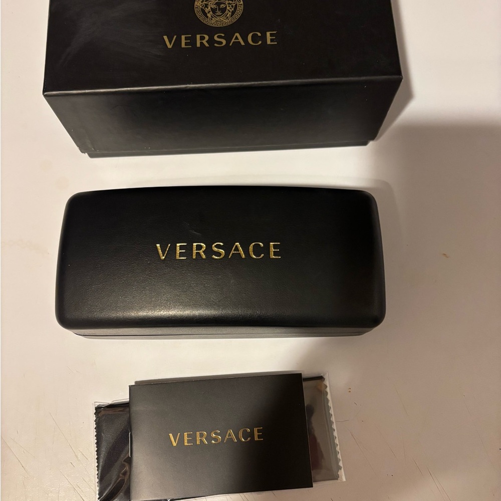Versace Black Sunglasses Case with Gold Accents